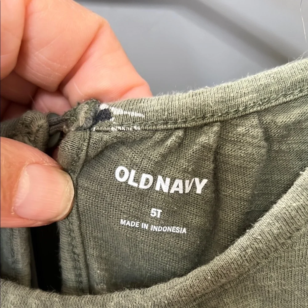 Old Navy Green and White Ruffled A-line Dress